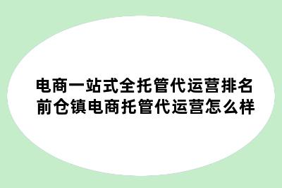 电商一站式全托管代运营排名 前仓镇电商托管代运营怎么样